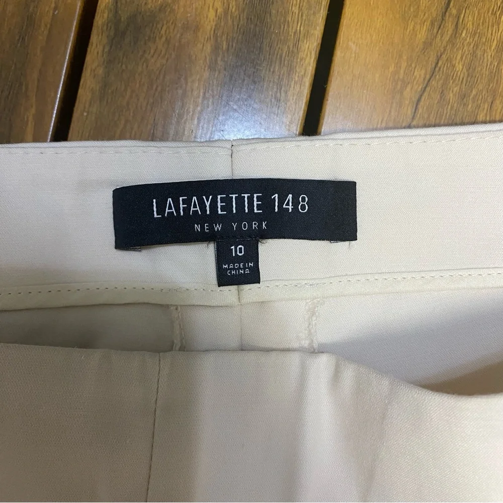 Lafayette 148 New York Women’s Cropped Bleecker Pants Size 10 Ivory Quiet Luxury